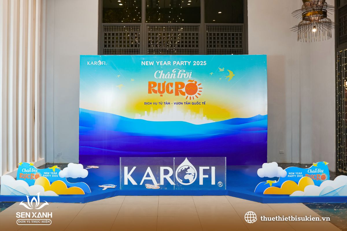 Backdrop do Sen Xanh thi công Backdrop do Sen Xanh thi công