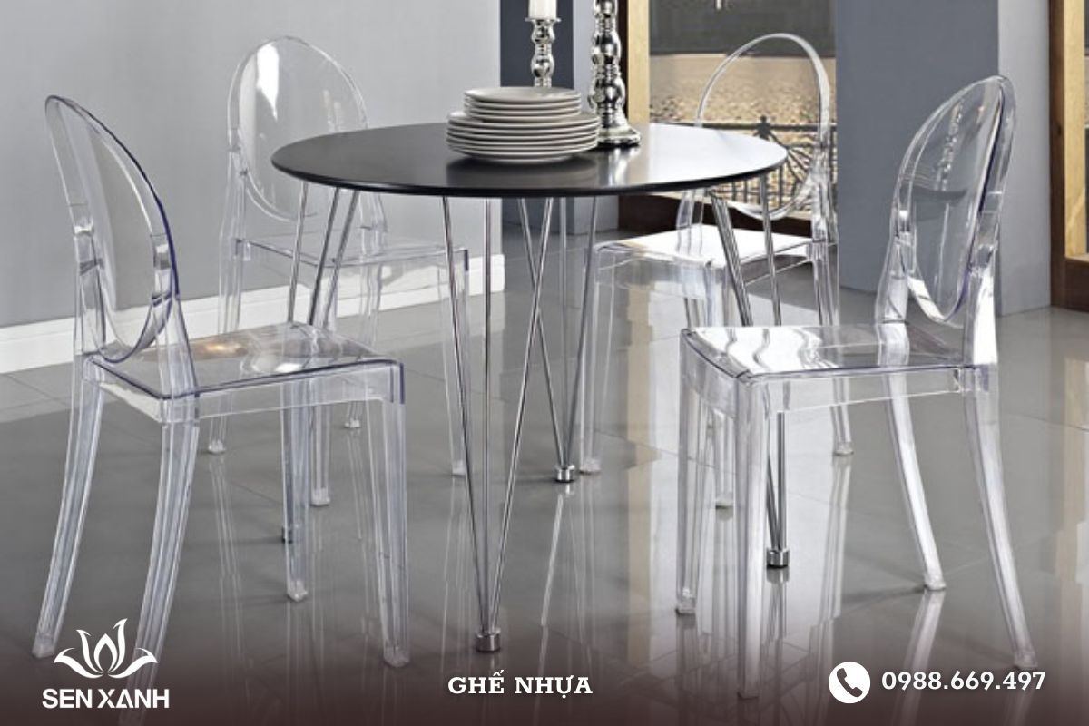 Ghế nhựa cao cấp chất liệu trong suốt