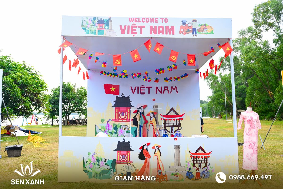 Gian hàng có mái che Gian hàng có mái che