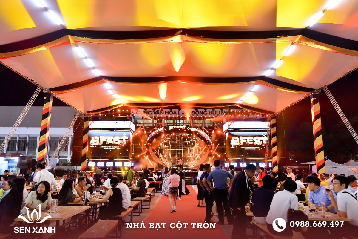 Nhà bạt cột tròn trang trí nhiều màu sắc Nhà bạt cột tròn trang trí nhiều màu sắc